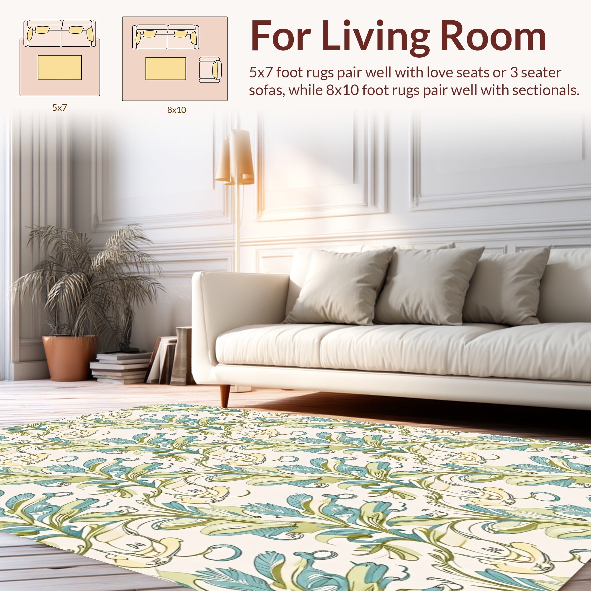 Whimsical Floral Vine Motif Rug