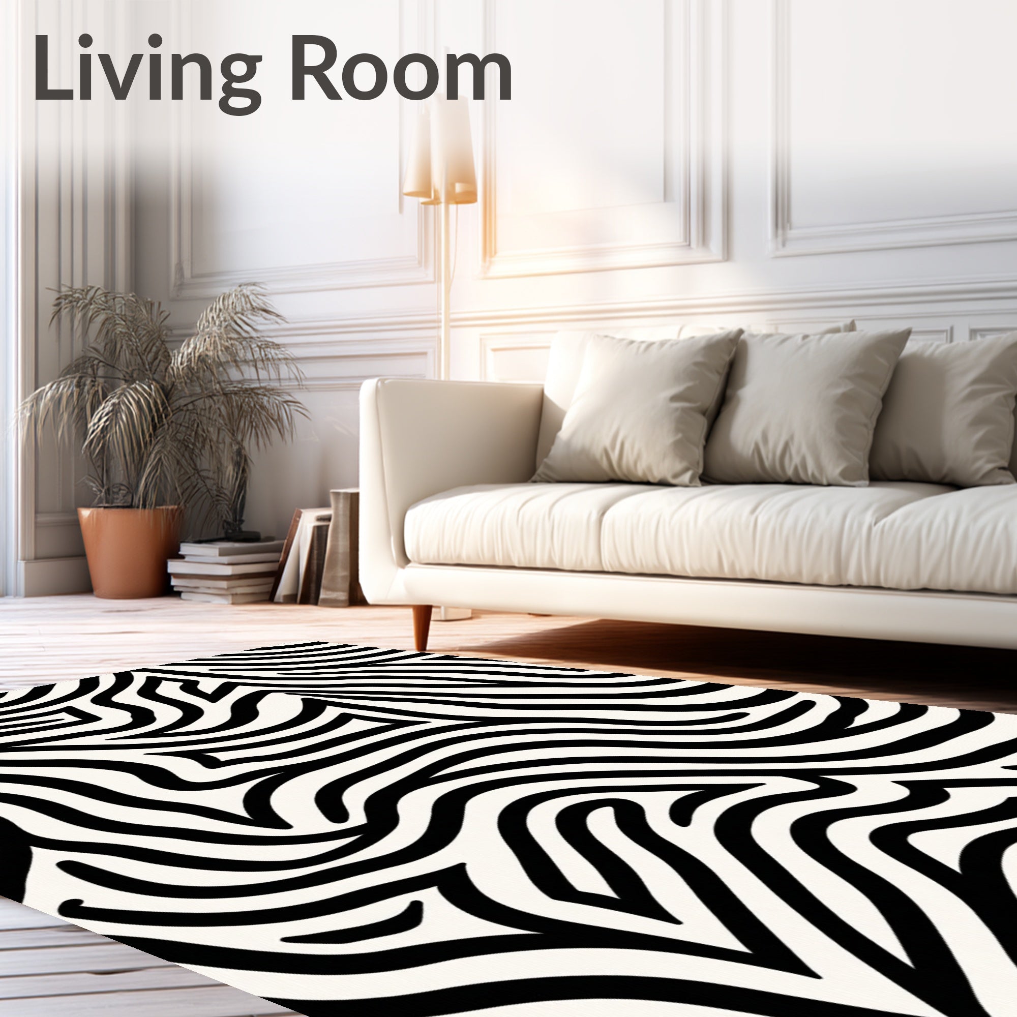 Bold Black White Abstract Stripes Rug