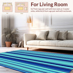Bold Blue Striped Pattern Rug