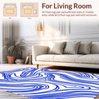 Abstract Blue Swirls Pattern Accent Rug