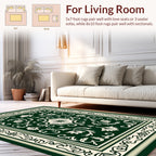 Elegant Green Floral Scrollwork Pattern Rug