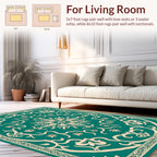 Ornate Teal Floral Medina Design Rug