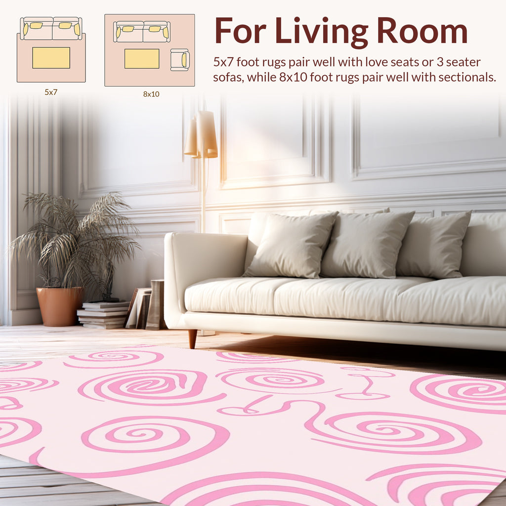 Whimsical Pink Swirl Pattern Rug