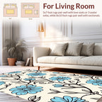 Blue Floral Swirl Pattern Rug