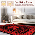 Red Black Ornamental Flourish Rug