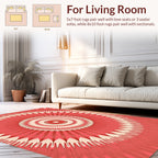 Radiant Coral Sunburst Pattern Rug