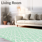 Mint Green Lattice Detailed Design Rug