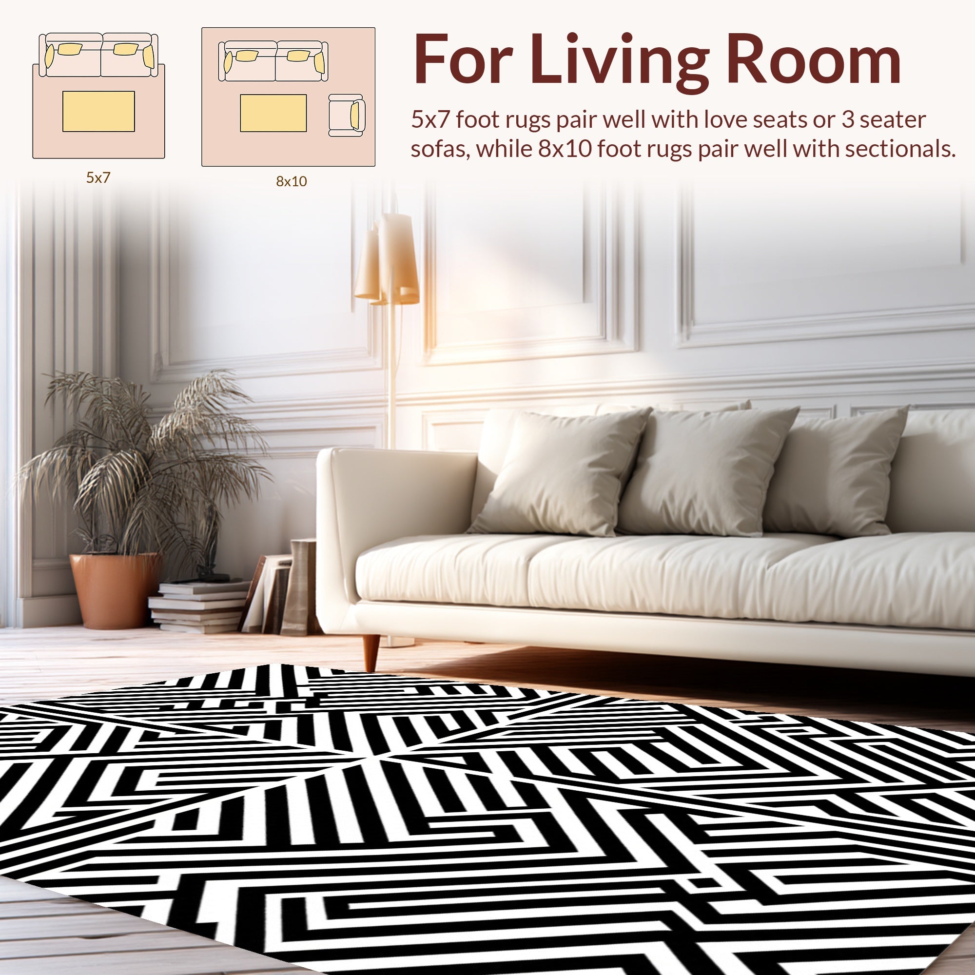 Bold Labyrinth Geometric Line Art Rug
