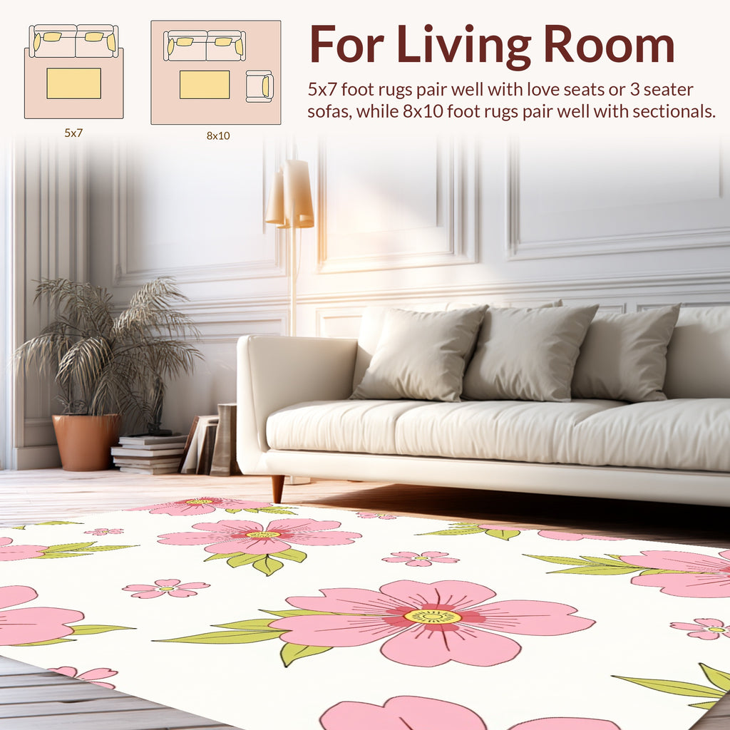 Delicate Pink Floral Pattern Rug