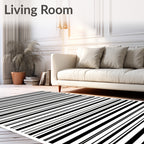 Minimalist Black White Stripe Pattern Rug