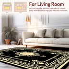 Art Deco Style Black Gold Frame Design Rug