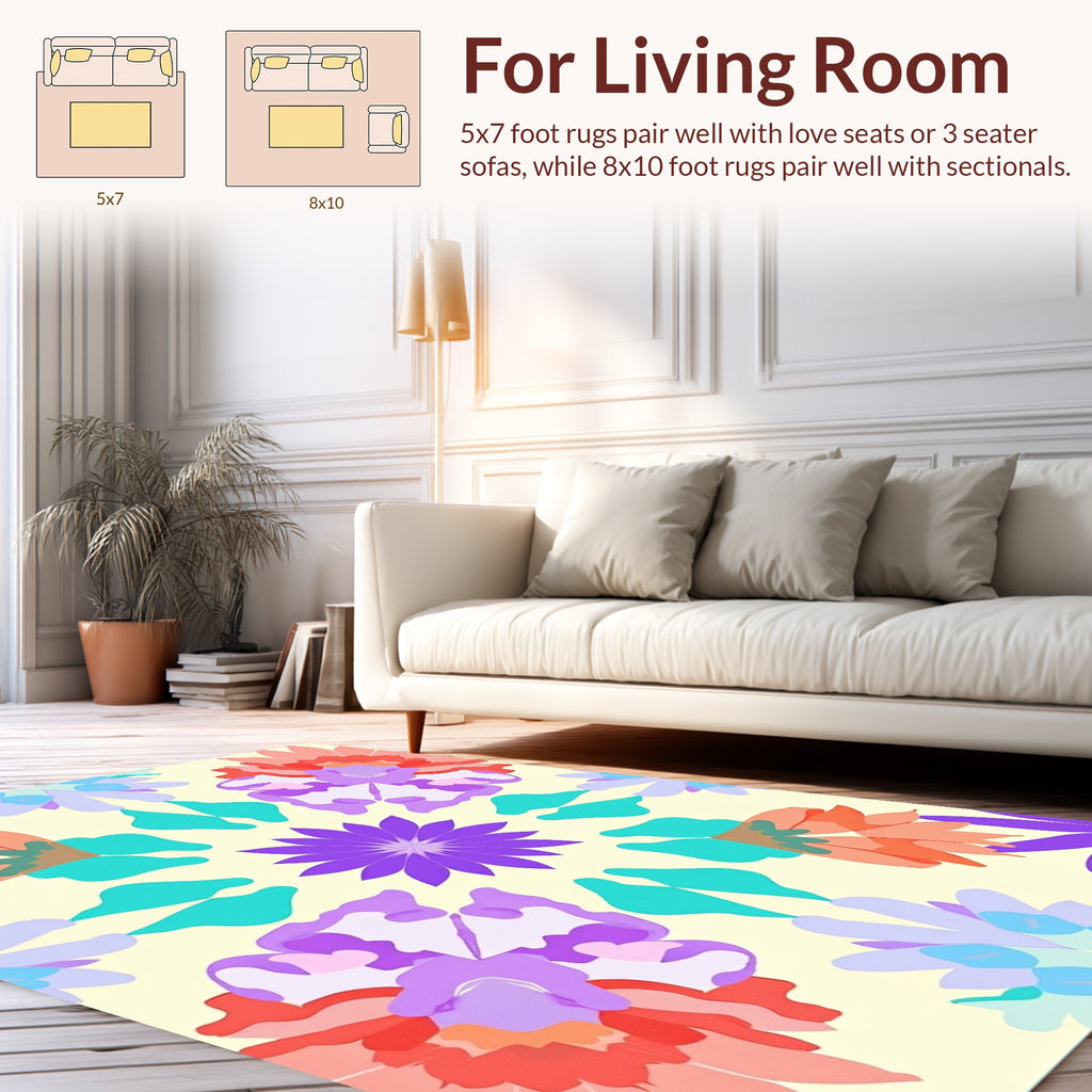Abstract Floral Mandala Design Rug