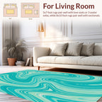 Teal Fluid Wave Swirl Rug