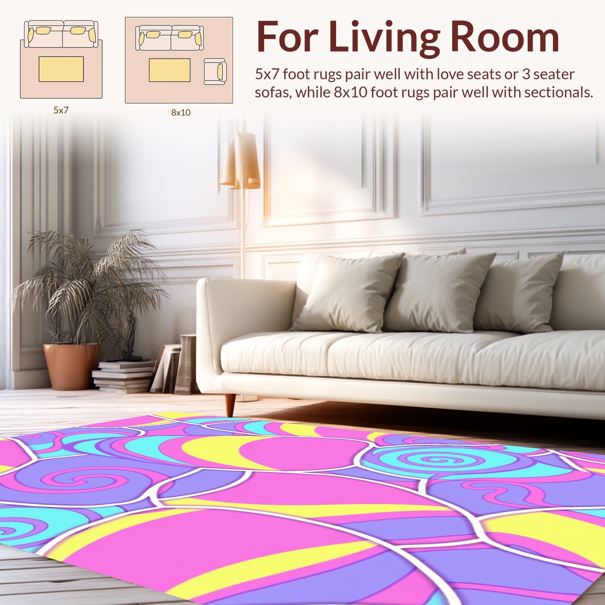 Pastel Swirl Stripe Design Rug