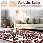 Classic Burgundy Floral Scroll Design Rug
