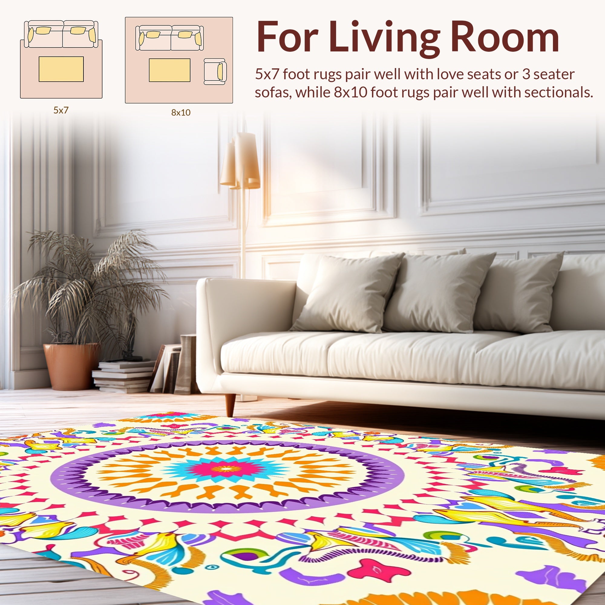 Vibrant Mandala Floral Pattern Rug