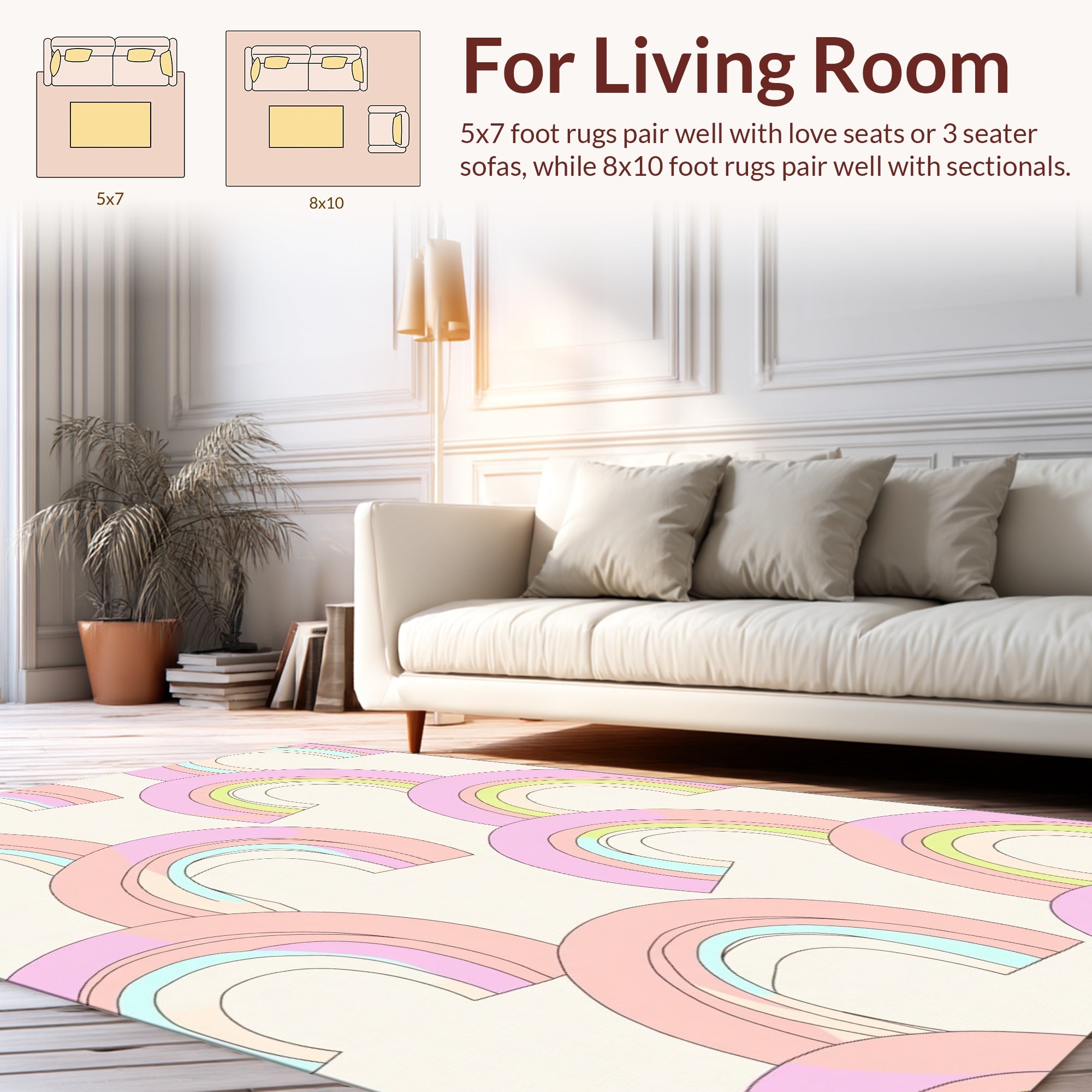 Pastel Rainbows Pattern Rug