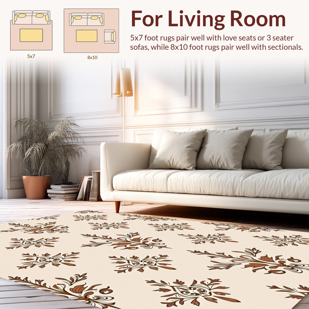 Ornate Damask Floral Pattern Rug