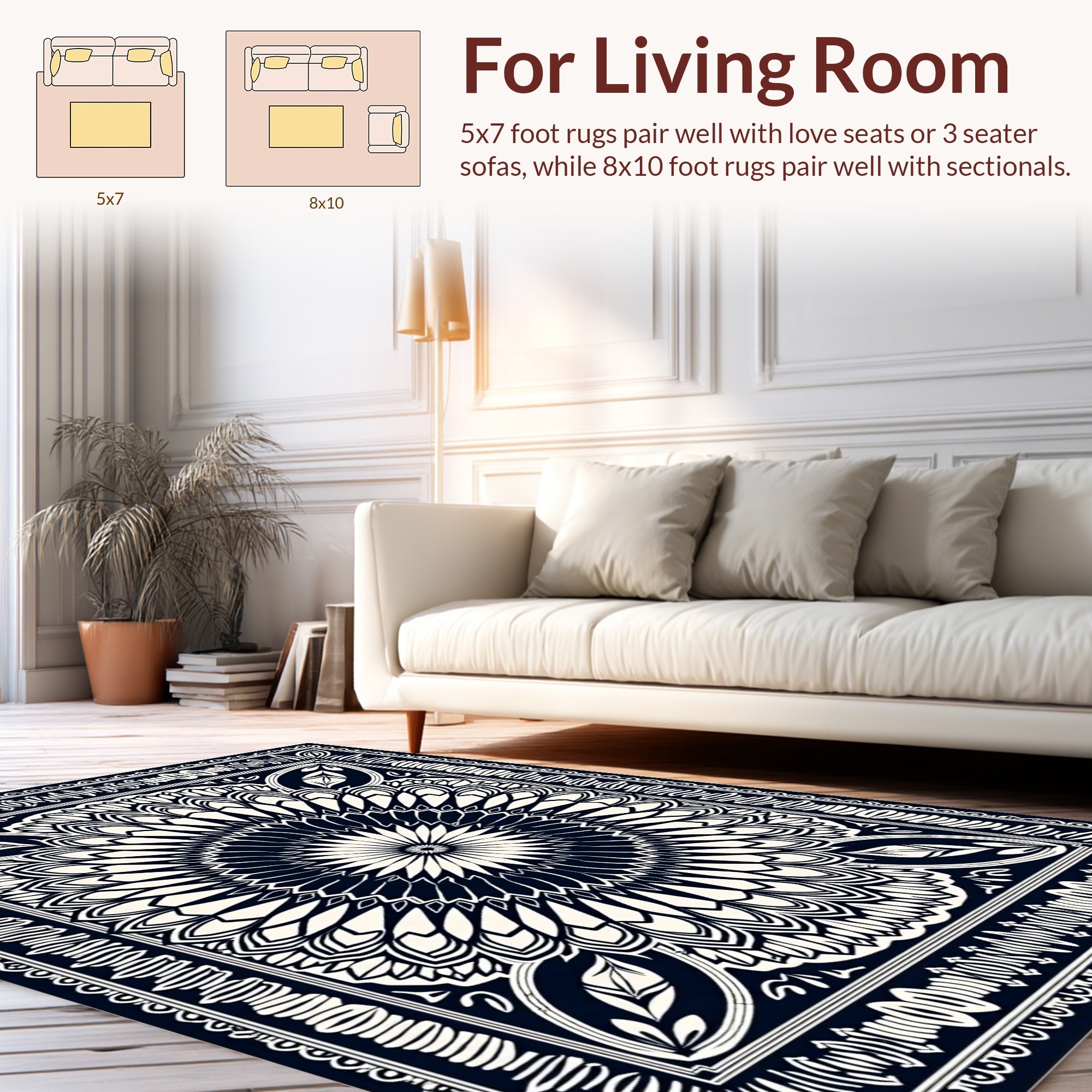 Intricate Mandala Floral Motif Rug