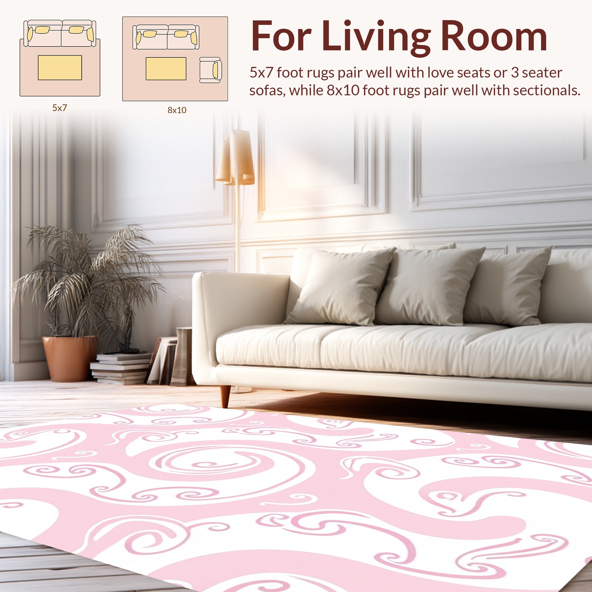 Whimsical Swirl Abstract Pastel Design Rug