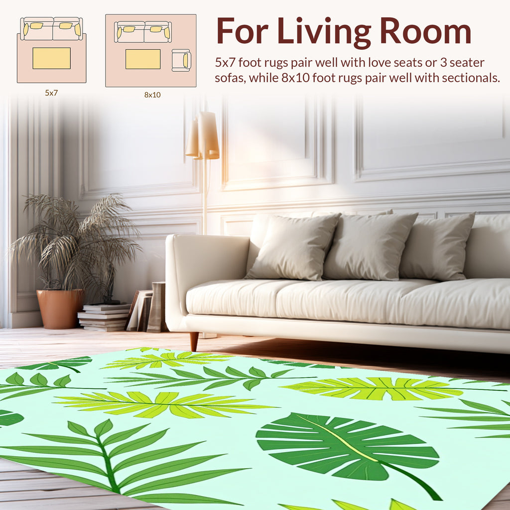 Green Leaf Pattern With 2 Tones Rug