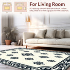 Intricate Dark Floral Motif Pattern Rug