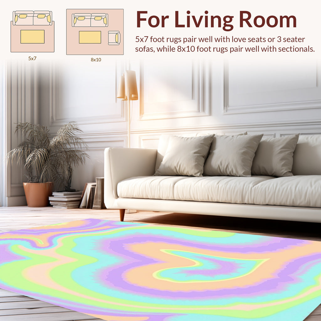 Pastel Swirl Psychedelic Pattern Design Rug