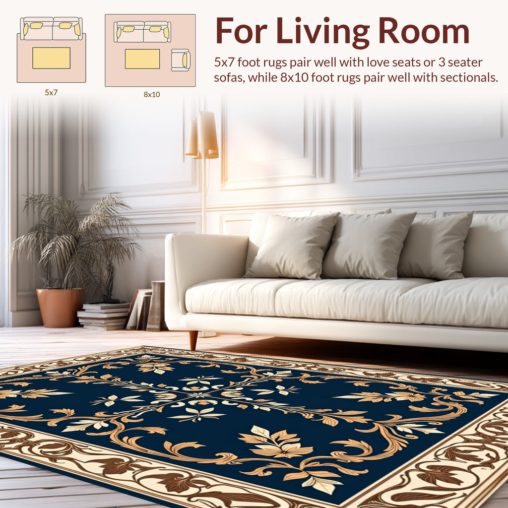 Ornate Floral Medallion Pattern Rug