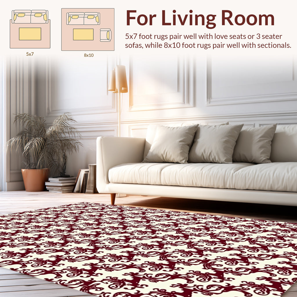 Classic Scrollwork Pattern in Burgundy Rug