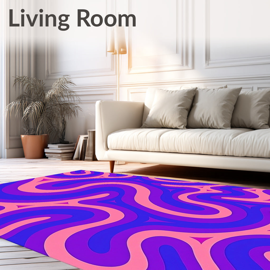 Vibrant Swirls and Triangles Pattern Rug