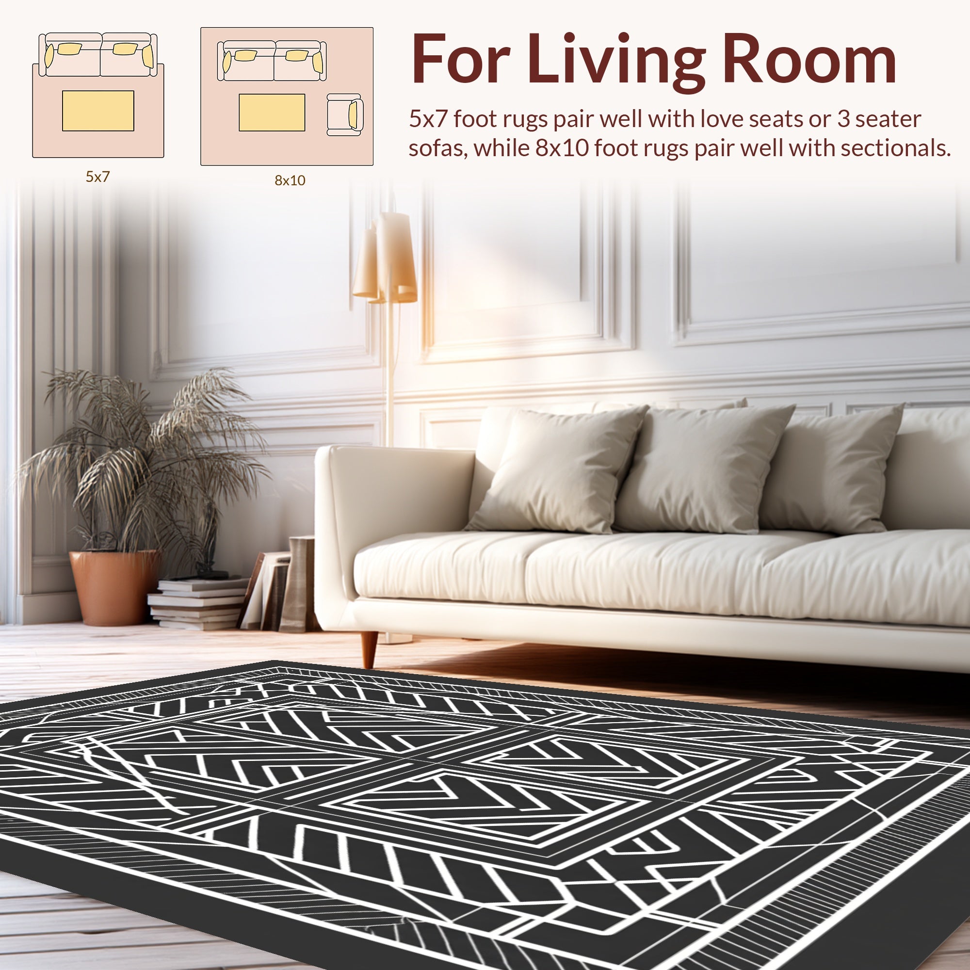 Geometric Monochrome Abstract Pattern Rug