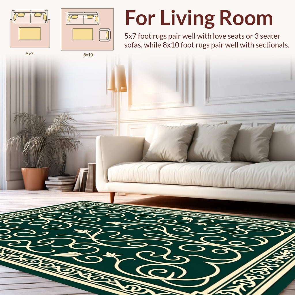 Elegant Cream Swirls Pattern Rug