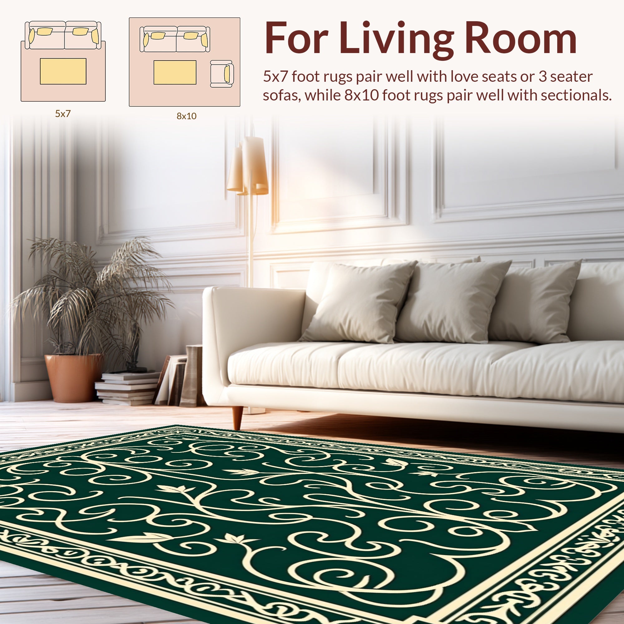 Elegant Cream Swirls Pattern Rug