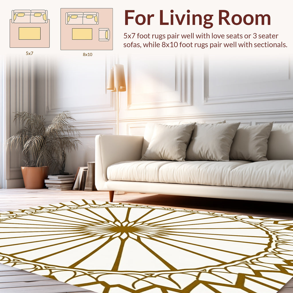 Intricate Sunburst Radial Pattern Design Rug