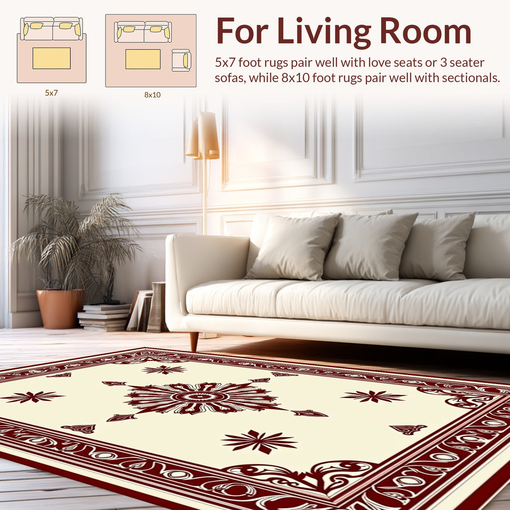 Ornate Central Medallion Border Design Rug