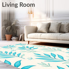 Aqua Leaf Pattern Rug