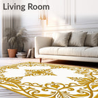Golden Floral Scrollwork Design Rug