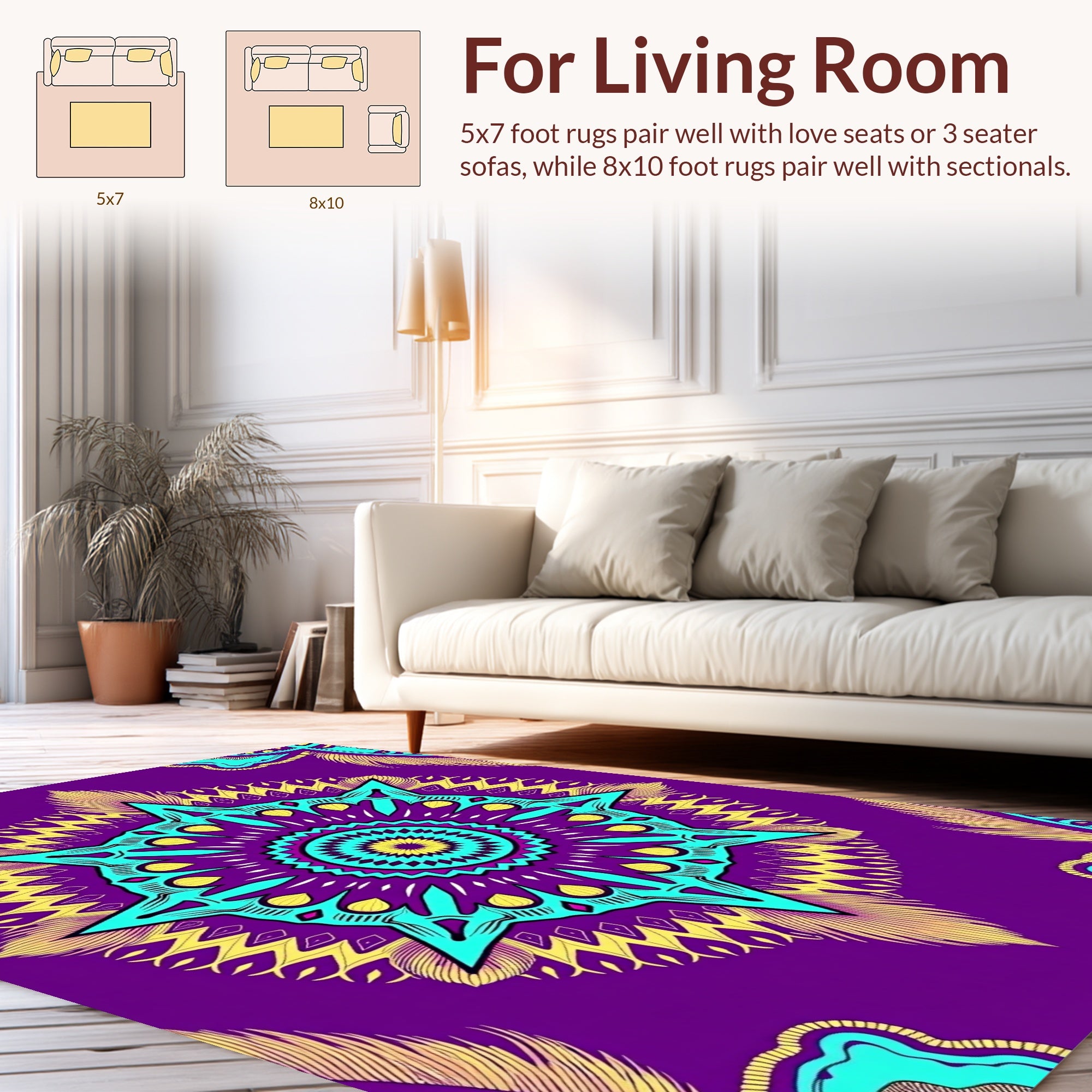 Radiant Starburst Mandala Pattern Rug