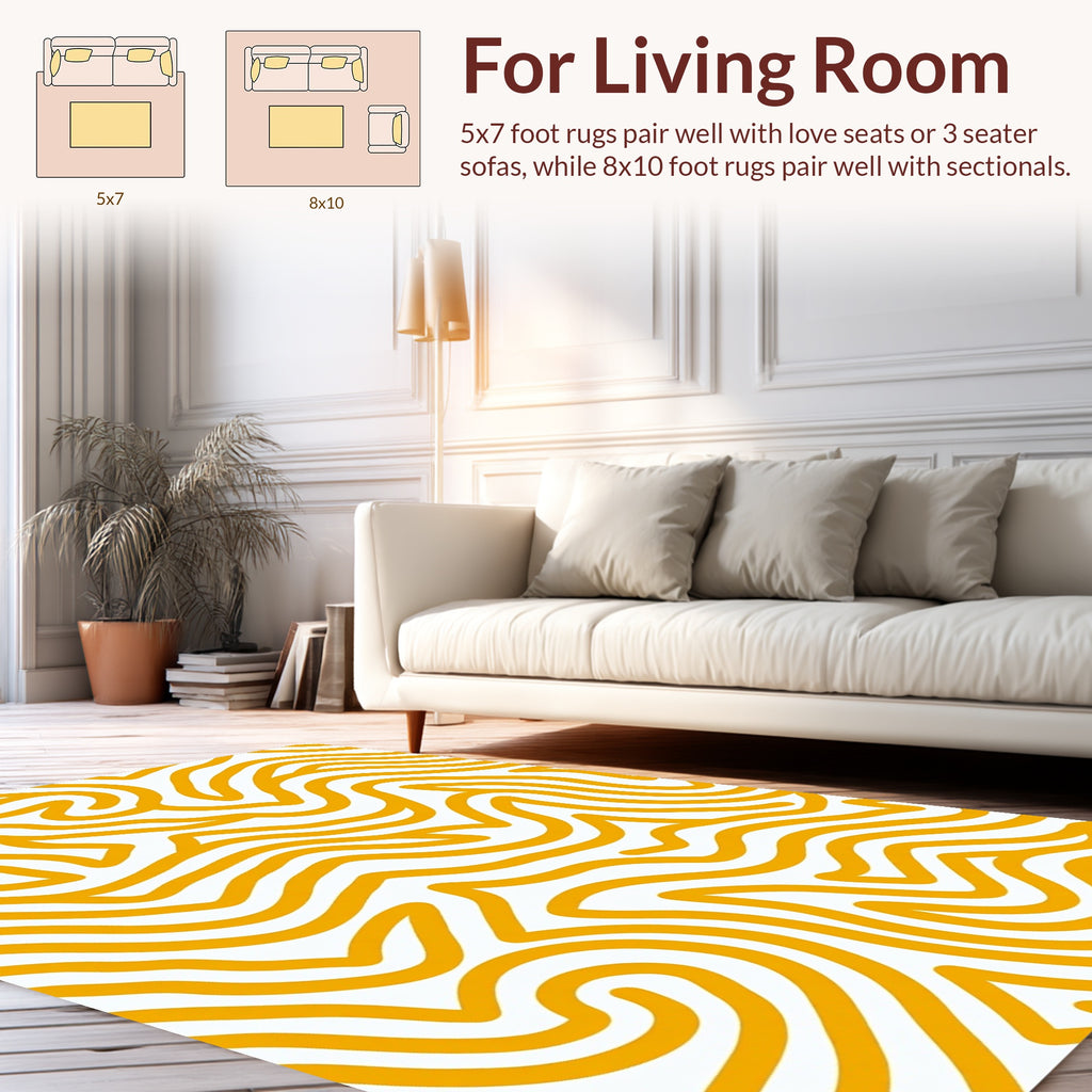 Bold Yellow Wavy Lines Rug