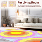 Retro Sunburst Rainbow Circular Pattern Rug