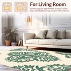 Classic Green Scrollwork Medallion Pattern Rug