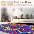 Vibrant Soccer Balls Swirl Pattern Rug
