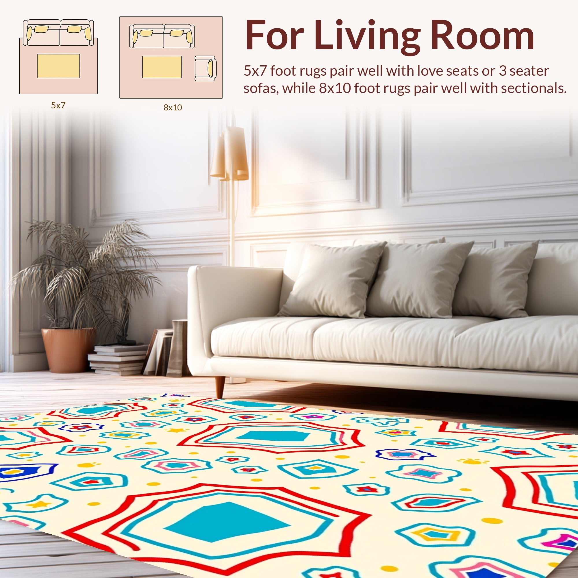 Abstract Geometric Multi-Color Pattern Rug
