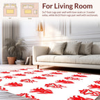 Bold Red Creature Pattern Design Rug