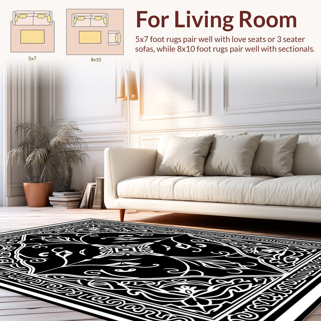 Monochromatic Intricate Floral Symmetry Rug