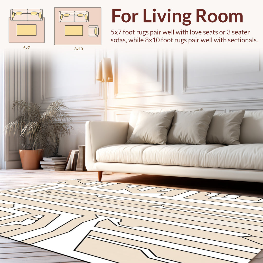 Linear geometric maze pattern Rug