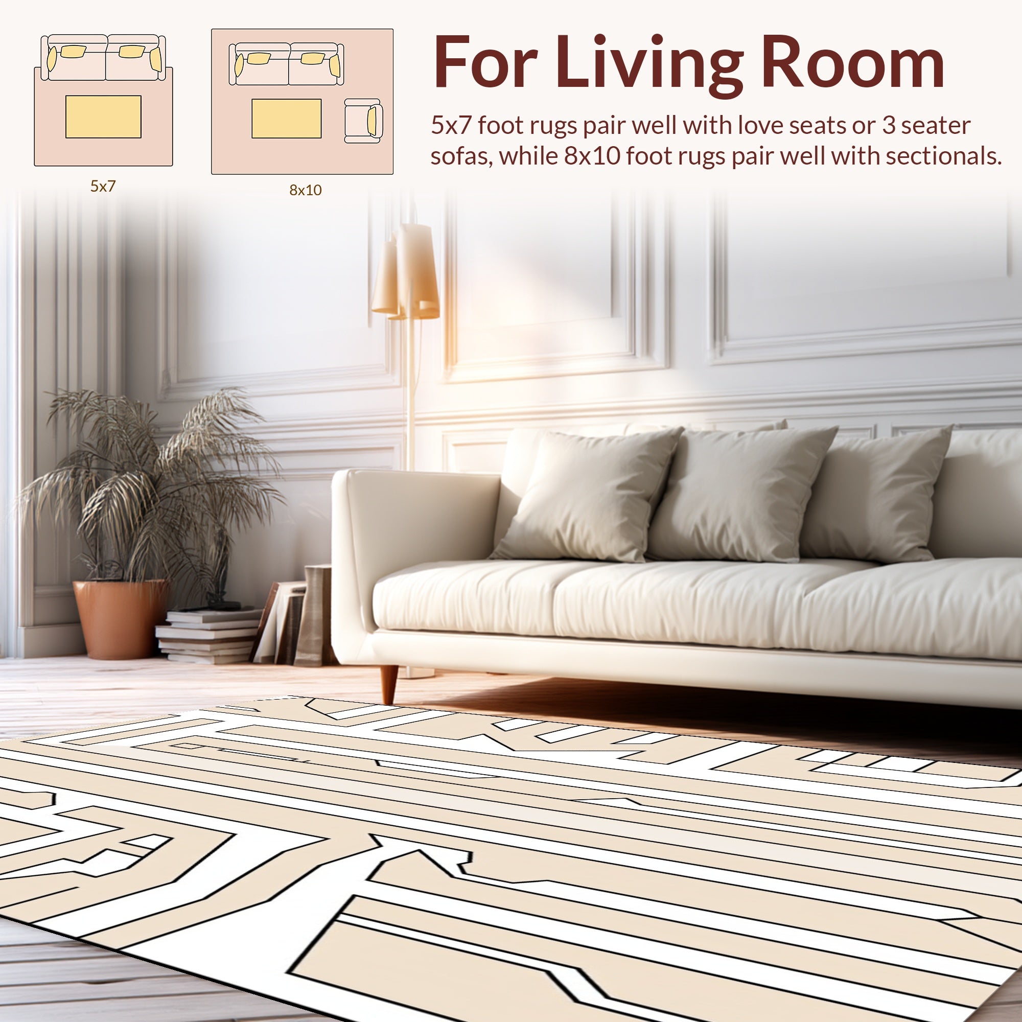 Linear geometric maze pattern Rug
