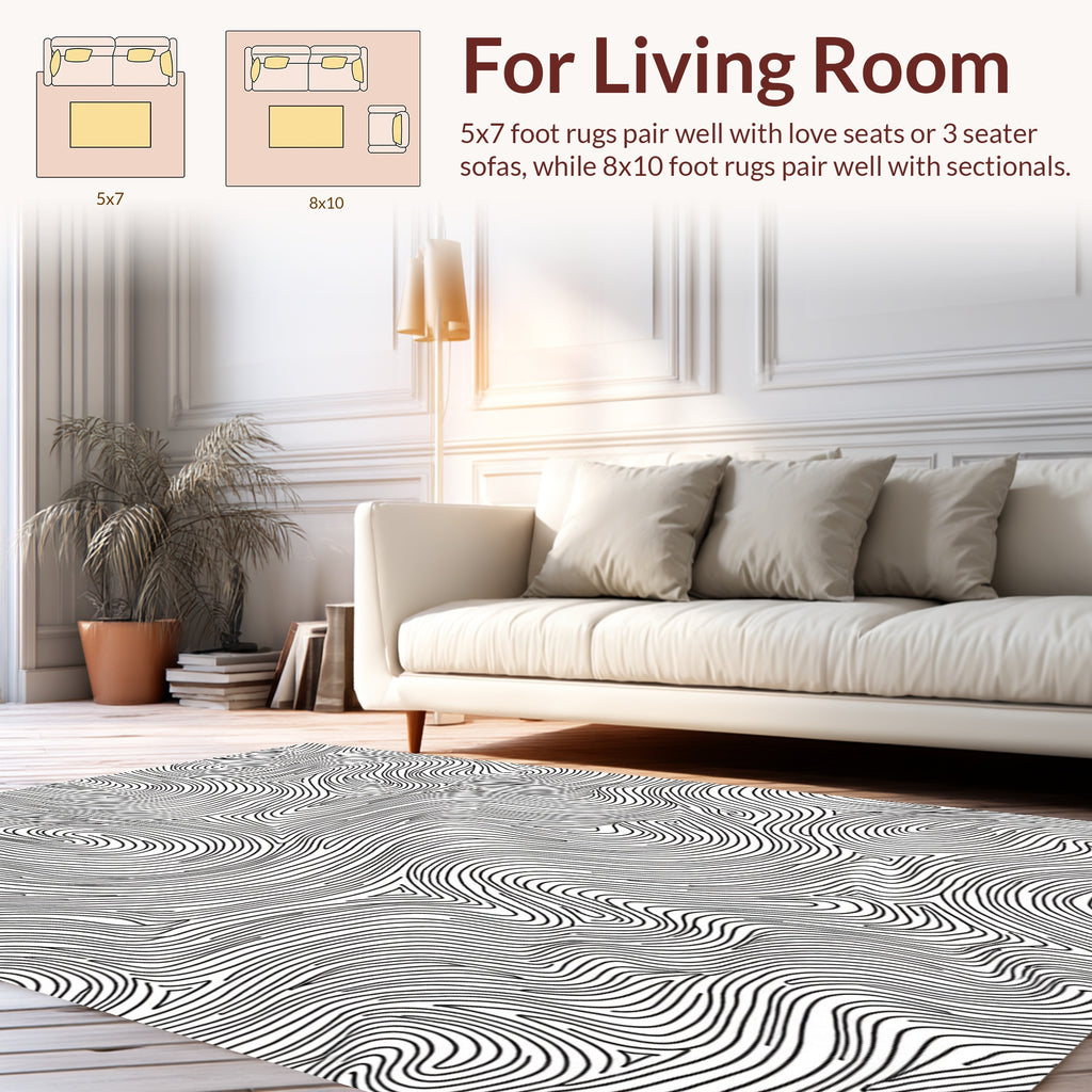 Abstract Black White Contour Rug