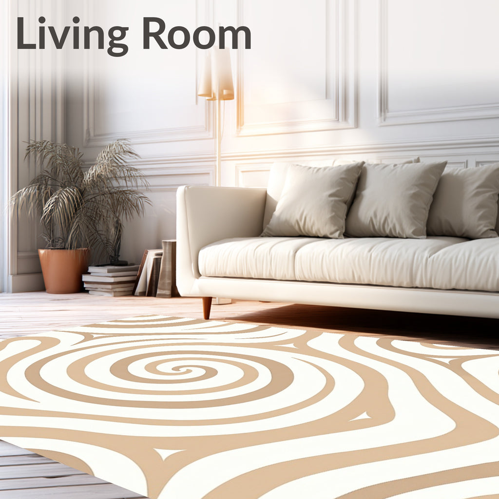 Golden Swirl Abstract Pattern Rug