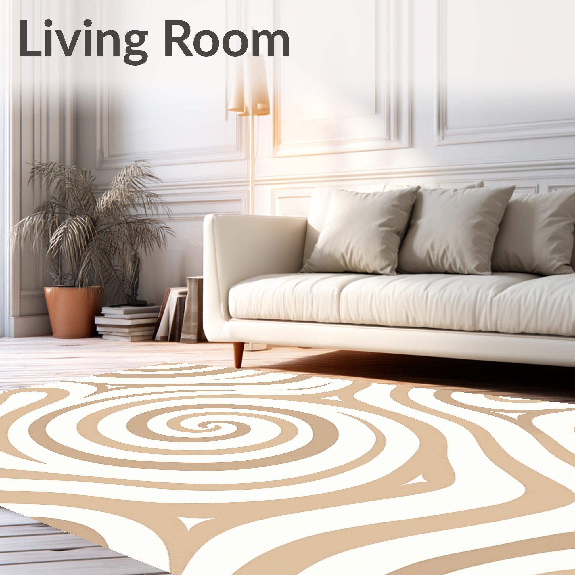 Golden Swirl Abstract Pattern Rug